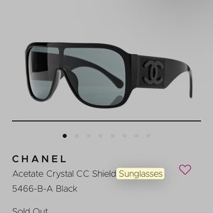 CHANEL acetate crystal CC shield sunglasses